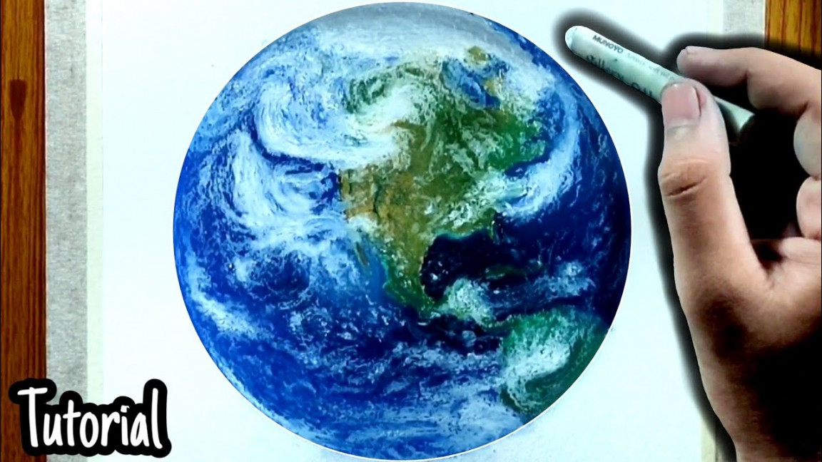 How to draw EARTH with OIL PASTELS step by step