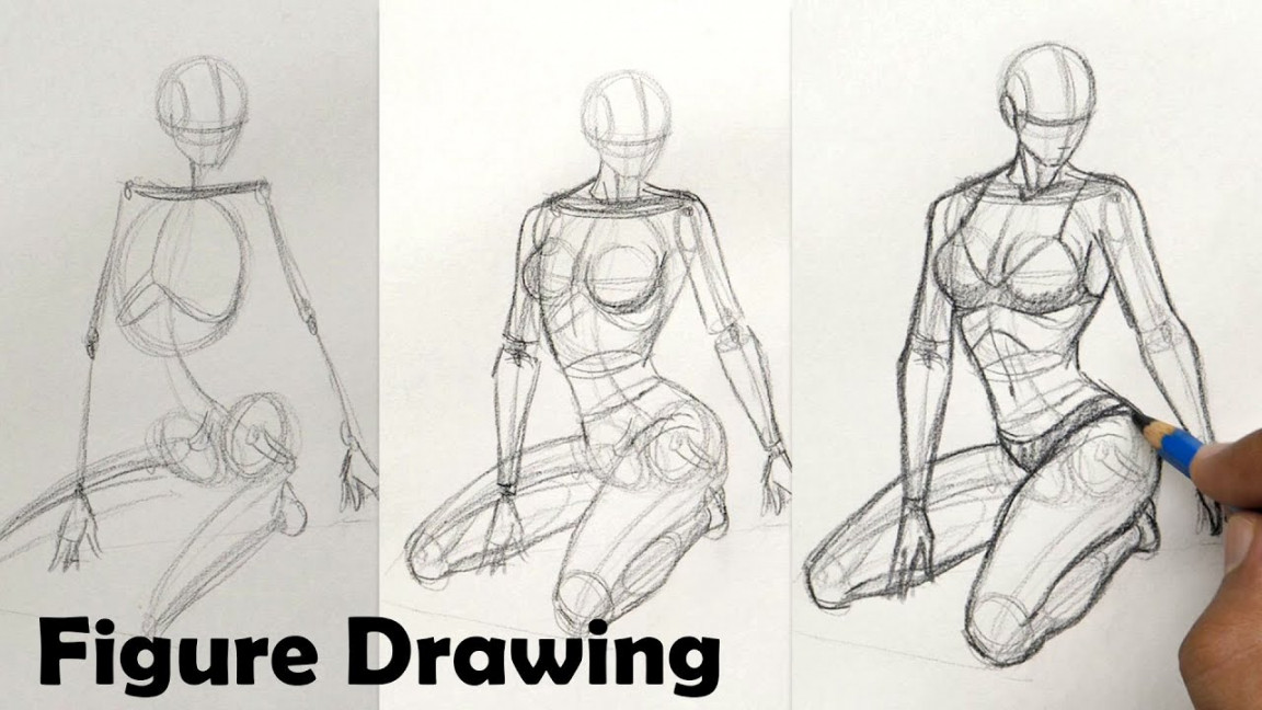 How to draw Female Anatomy Pose  Draw Female Sitting Pose  Figure drawing  step by step