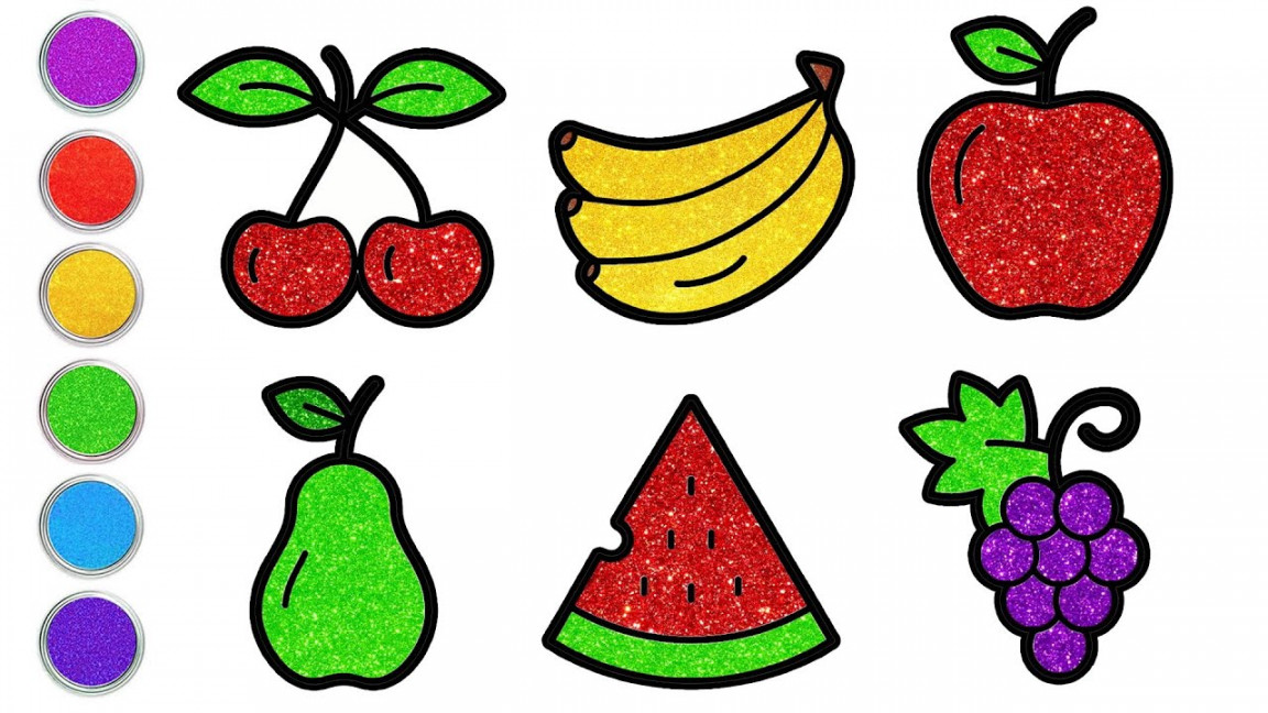 How to Draw Fruits for Kids  Fruits Drawing and Coloring  Cute Easy  Drawings