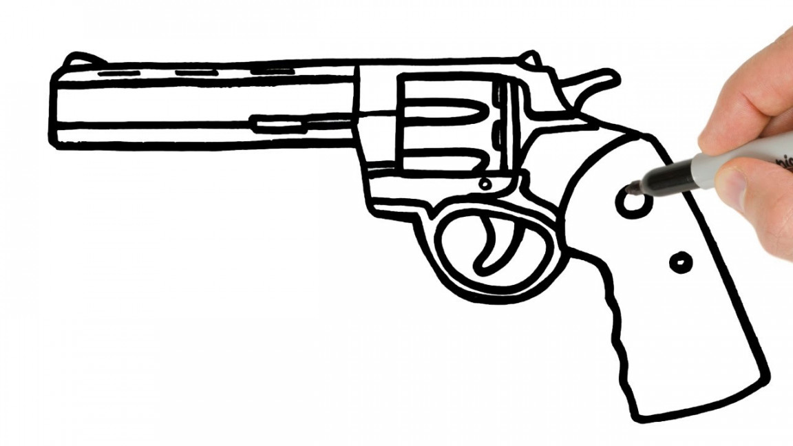 How to Draw Revolver Gun  Easy Drawing Tutorial