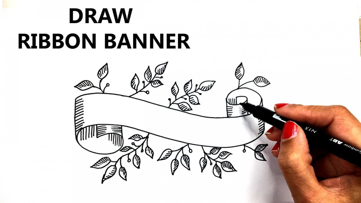 How to Draw Ribbon Banner Easy  Arpana