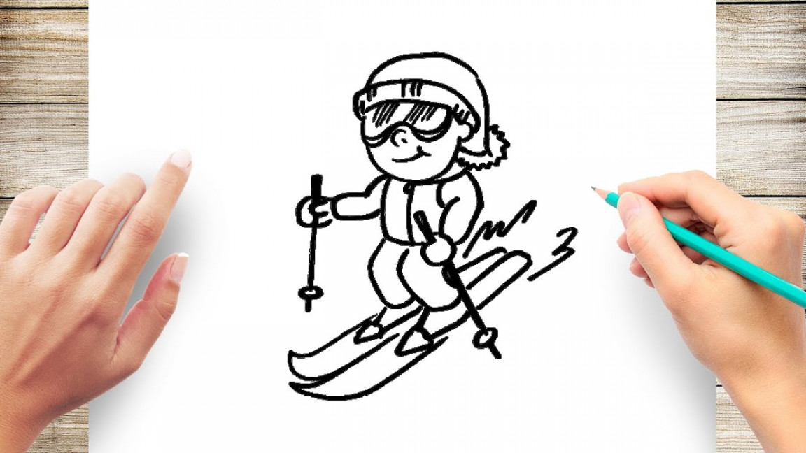 How to Draw Skier Step by Step