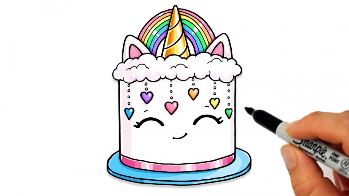 How to draw sweet cakes - draw cute cake for kids