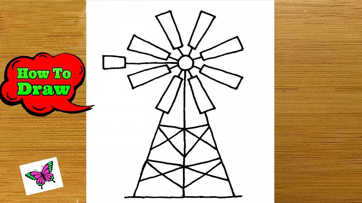 How to Draw Windmill in Easy Way  Windmill Drawing Painting  Windmills  Drawing Lessons