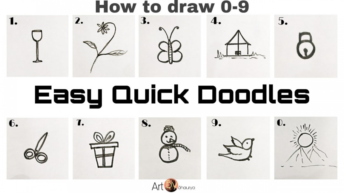 How to turn number into drawing//easy quick doodles//drawing ideas for  beginners