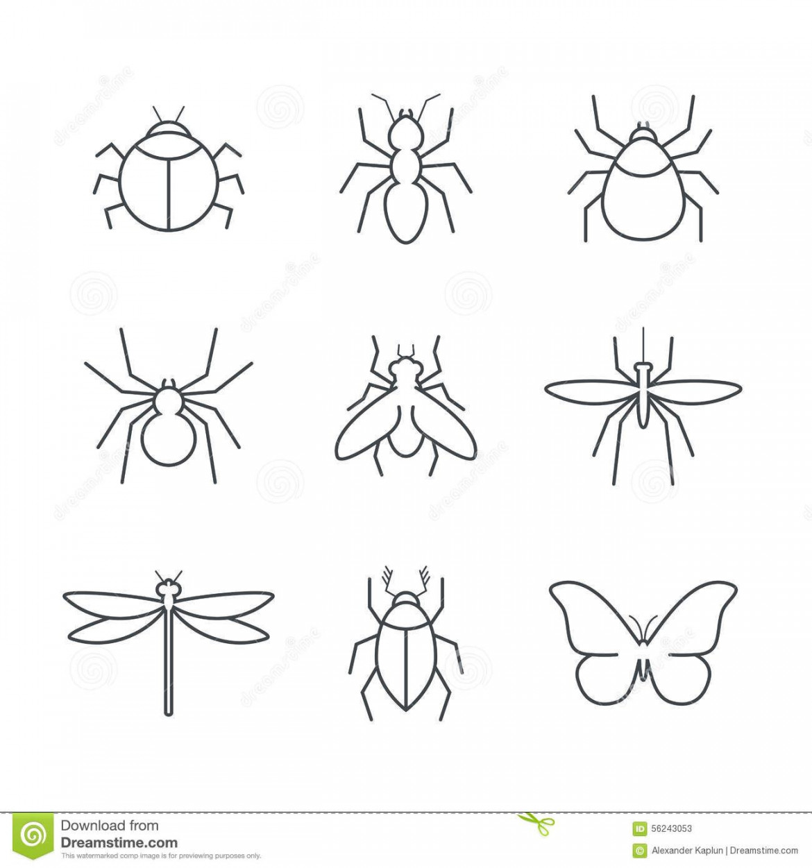 Insect Simple Vector Icon Set Stock Vector - Illustration of