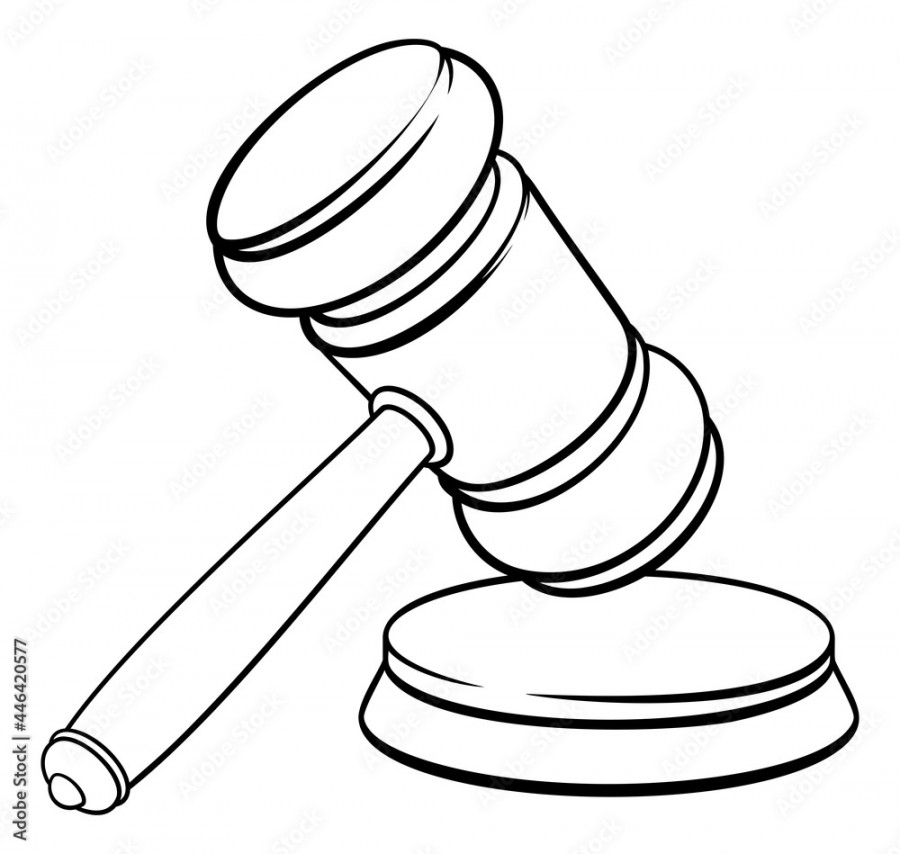 Judge Hammer Wooden Gavel and Base Cartoon Stock-Vektorgrafik