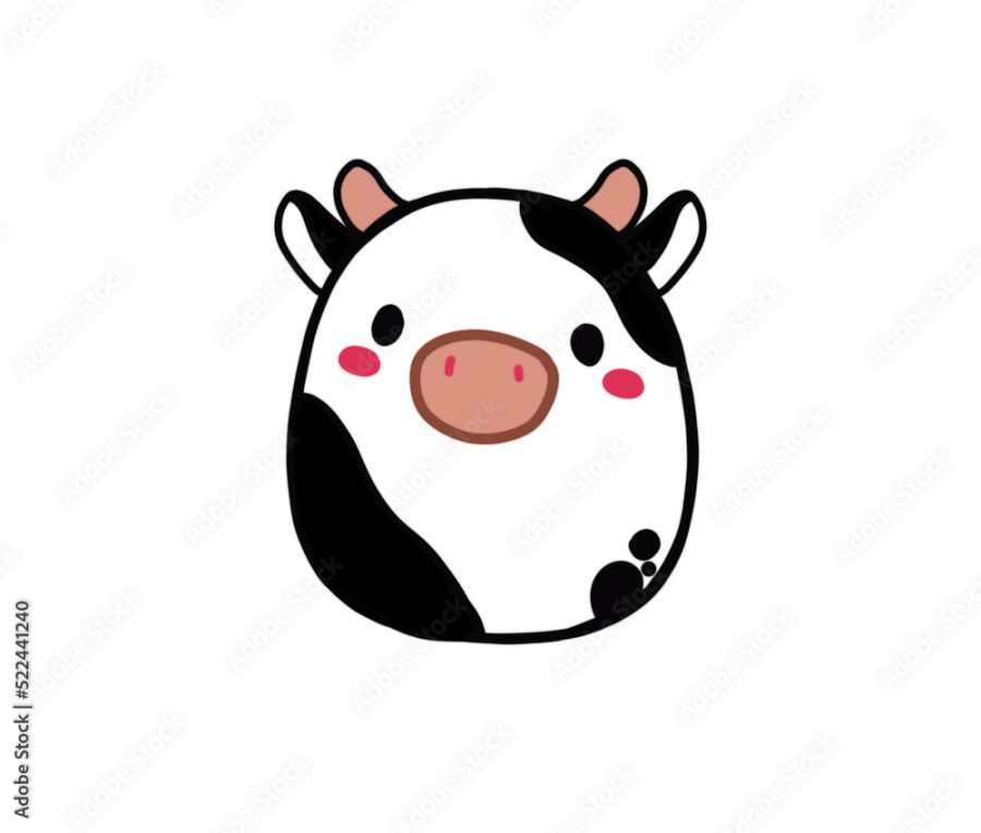 Kawaii adorable cute isolated cow black and white baby