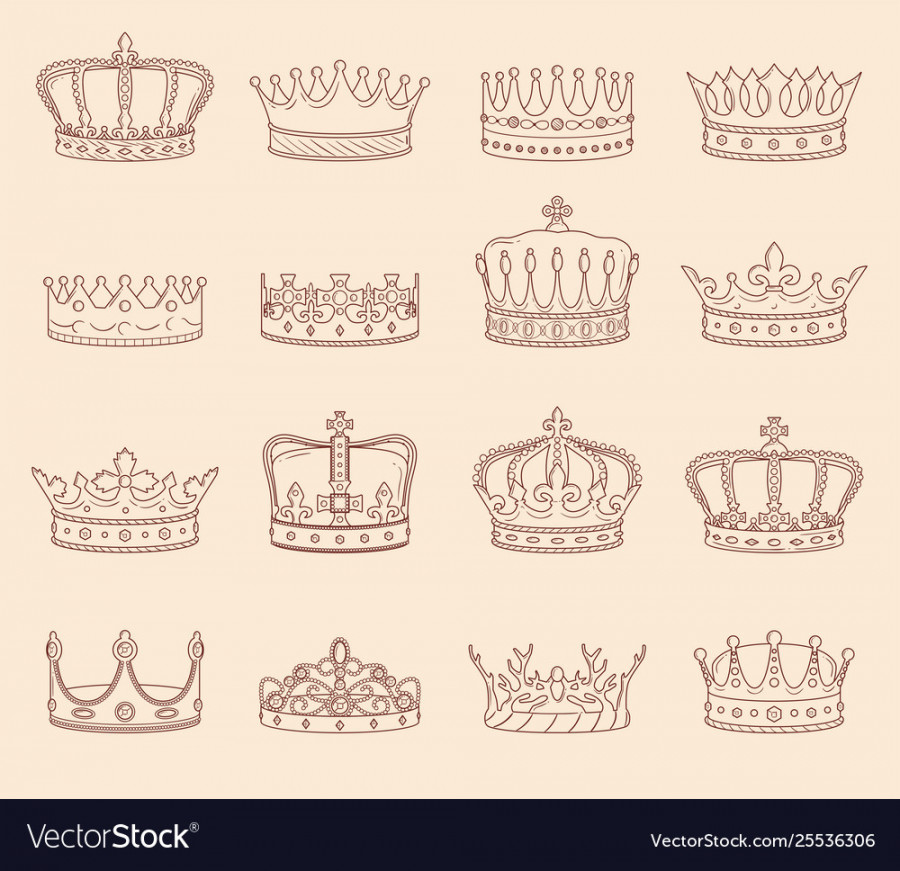 King and queen crown drawings Royalty Free Vector Image