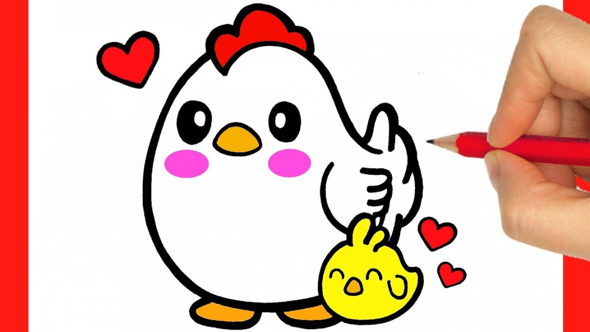 Learn How to Draw a Chicken & Chicks - Draw a Cute Hen Easy