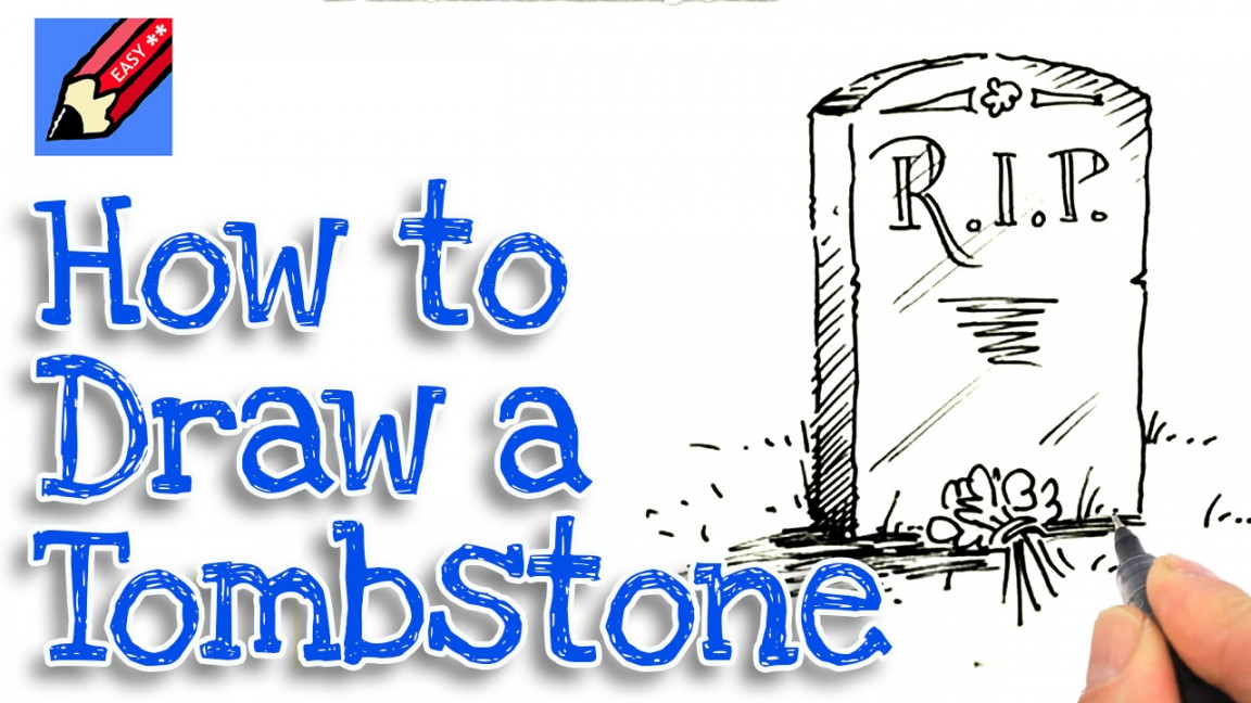 Learn how to draw a tombstone real easy  Step by Step with Easy - Spoken  Instructions