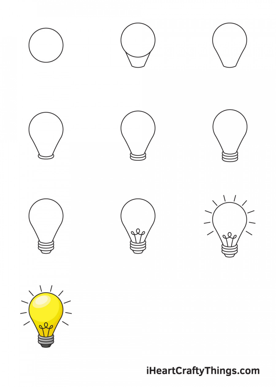 Light Bulb Drawing — How To Draw A Light Bulb Step By Step