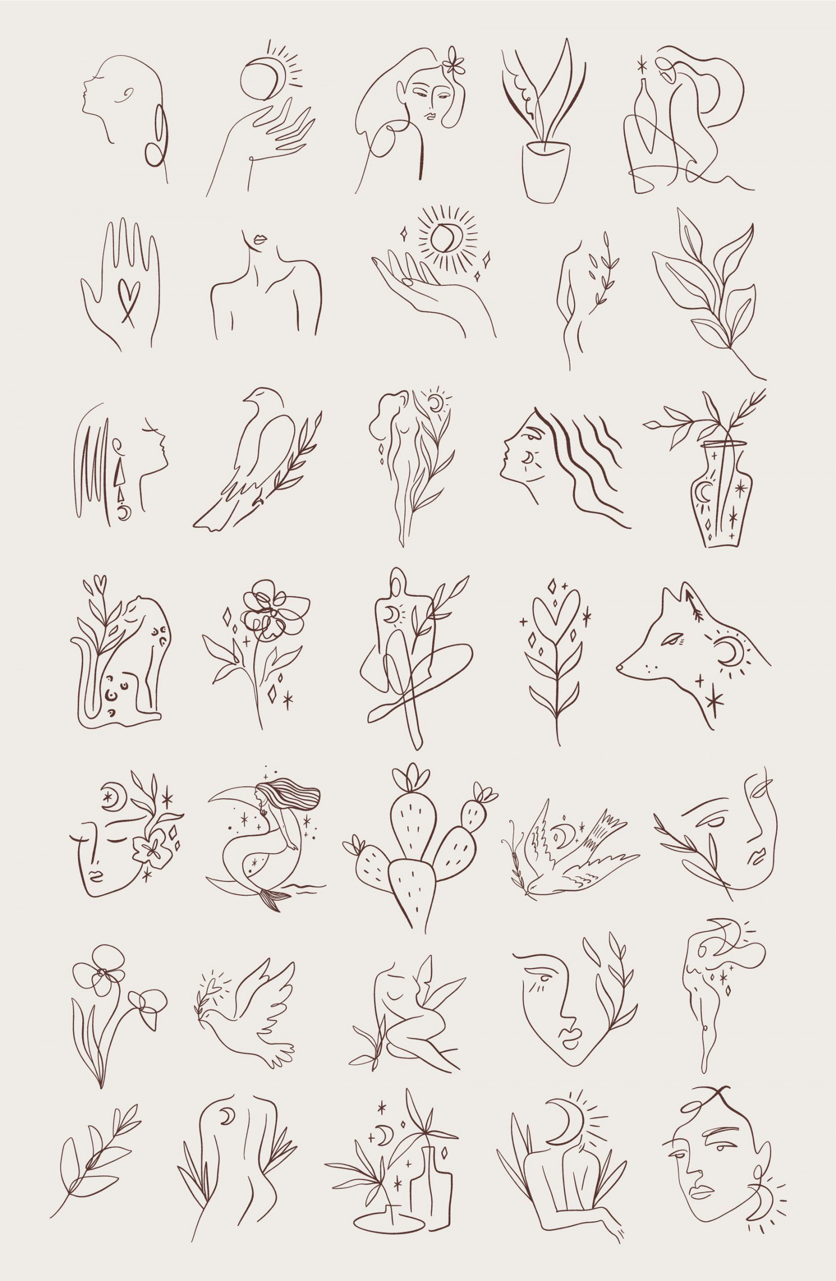 Line Art Bundle  Cute tiny tattoos, Line art tattoos, Tattoo