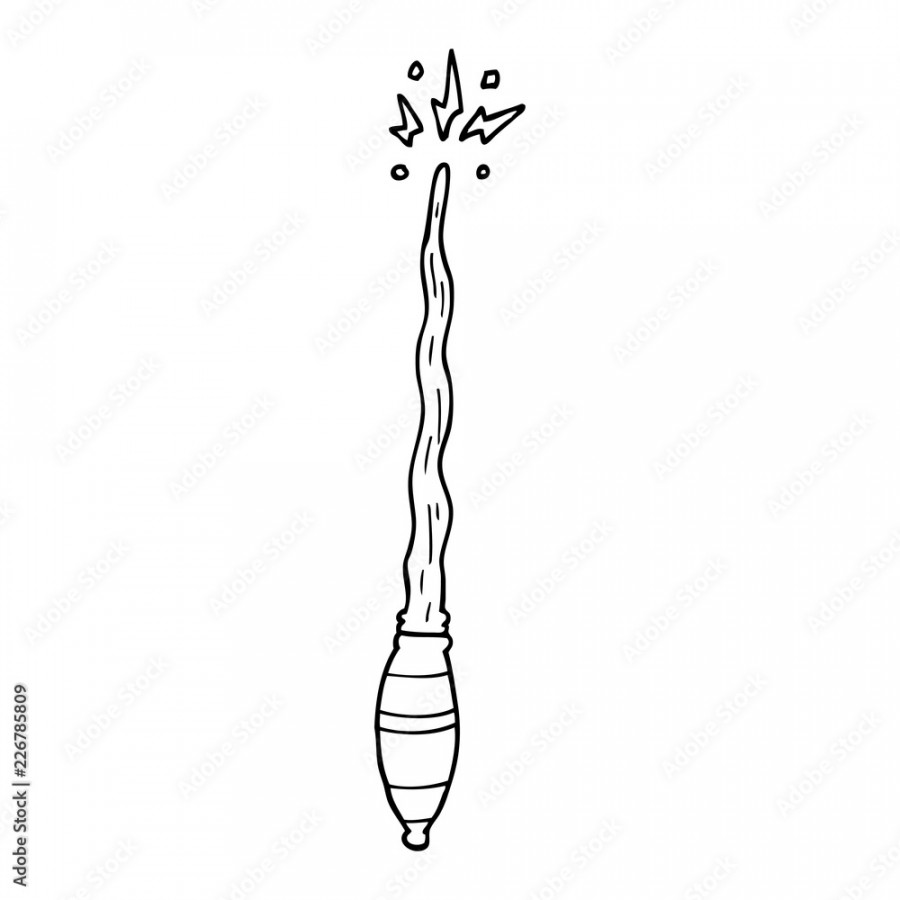 line drawing cartoon magic wand Stock-Vektorgrafik  Adobe Stock