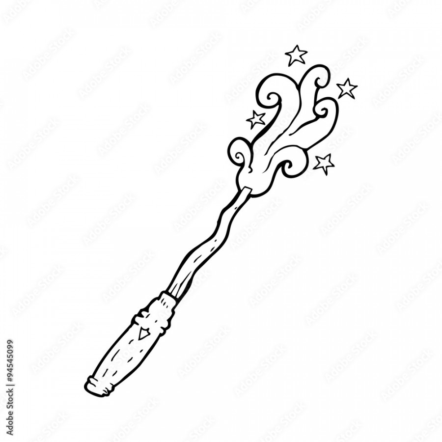 line drawing cartoon magic wand Stock-Vektorgrafik  Adobe Stock