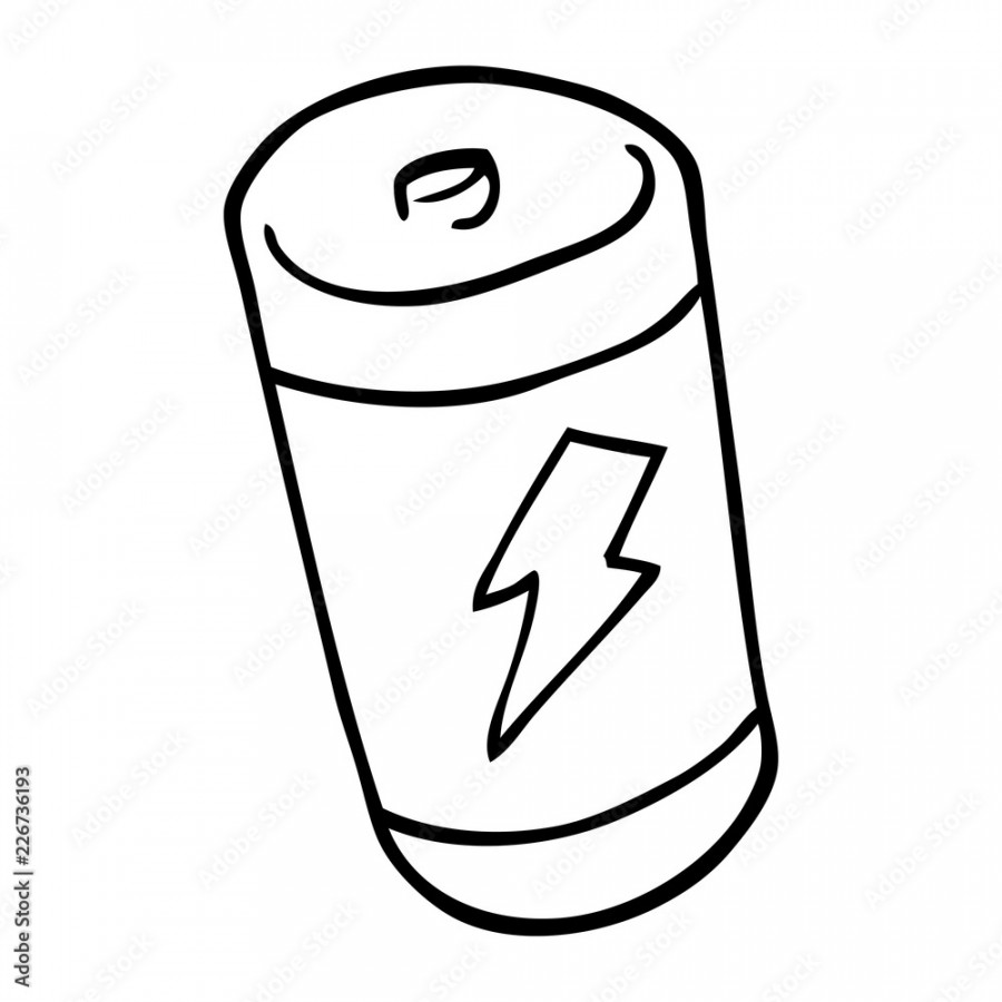 line drawing cartoon of a battery Stock-Vektorgrafik  Adobe Stock