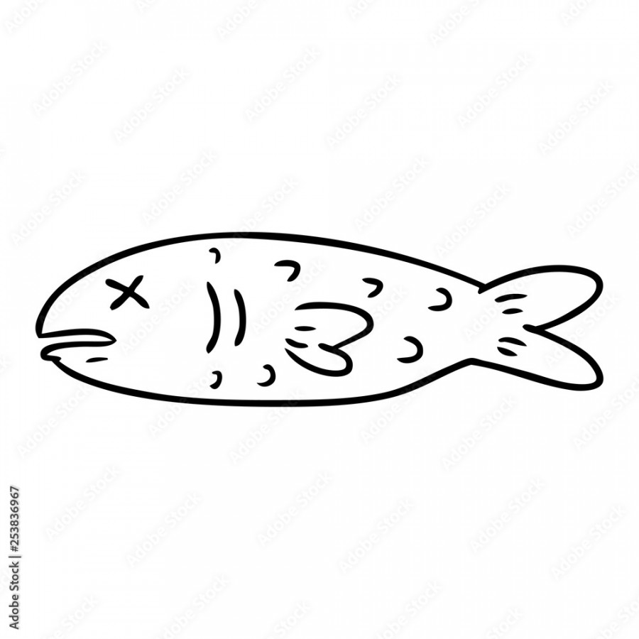 line drawing doodle of a dead fish Stock-Vektorgrafik  Adobe Stock