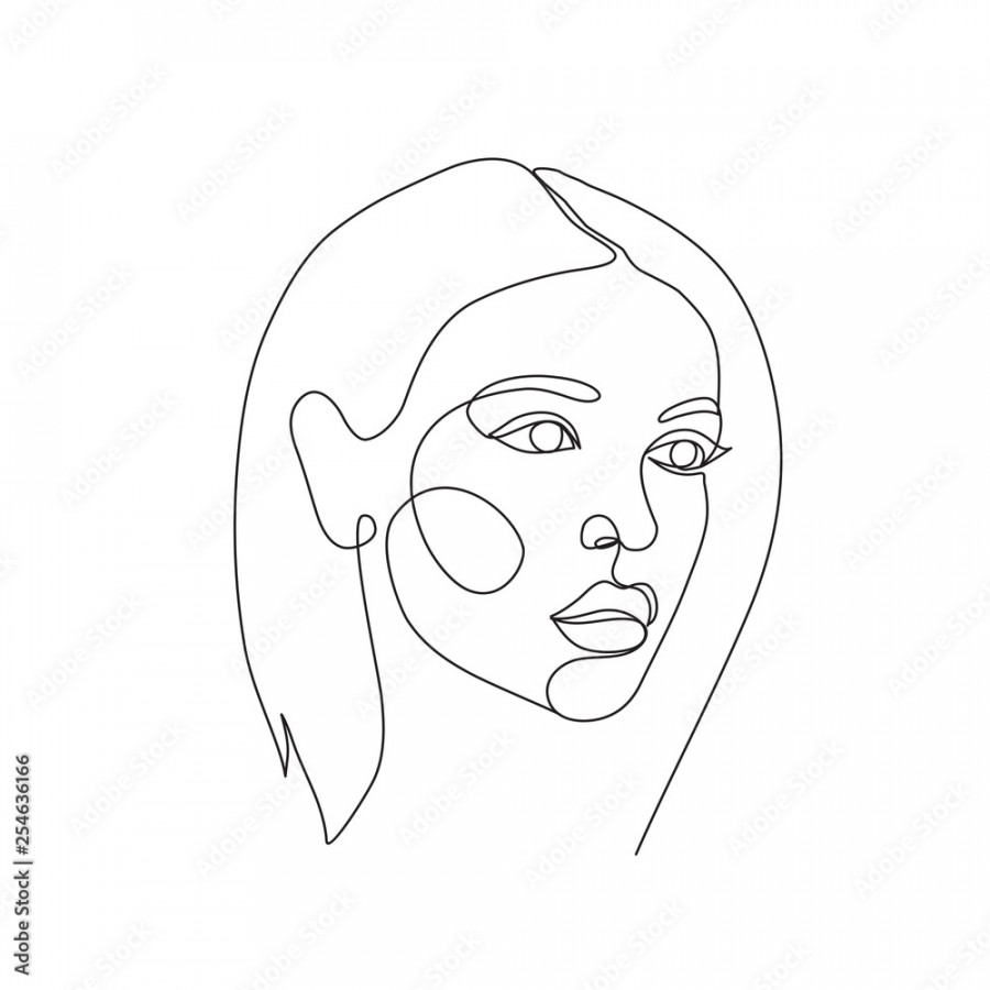 line drawn faces. Continuous line drawing