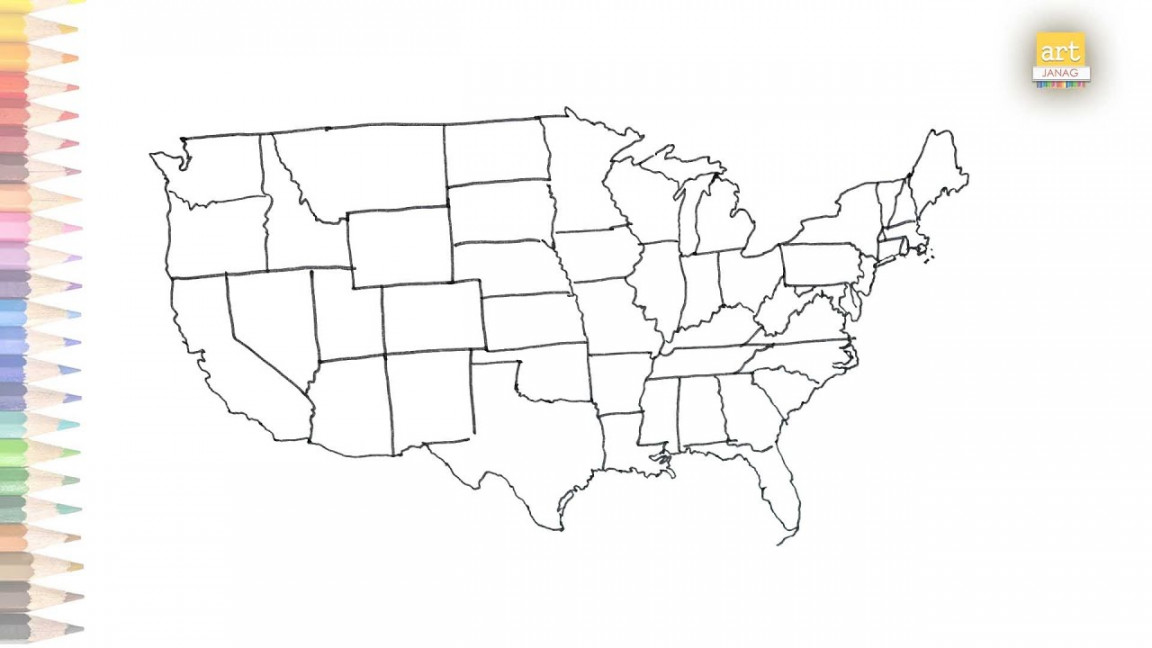 Map of United States outline drawing easy  How to draw USA Map outline  sketch step by step