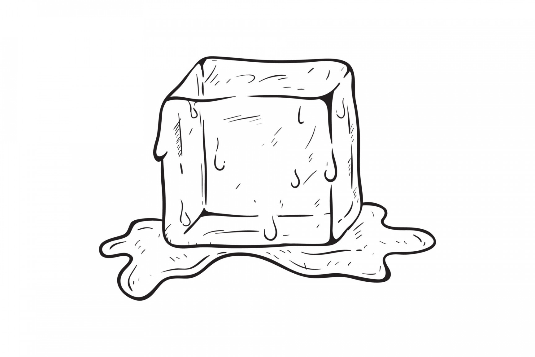 melted ice cubes with hand drawing style  Vector Art at