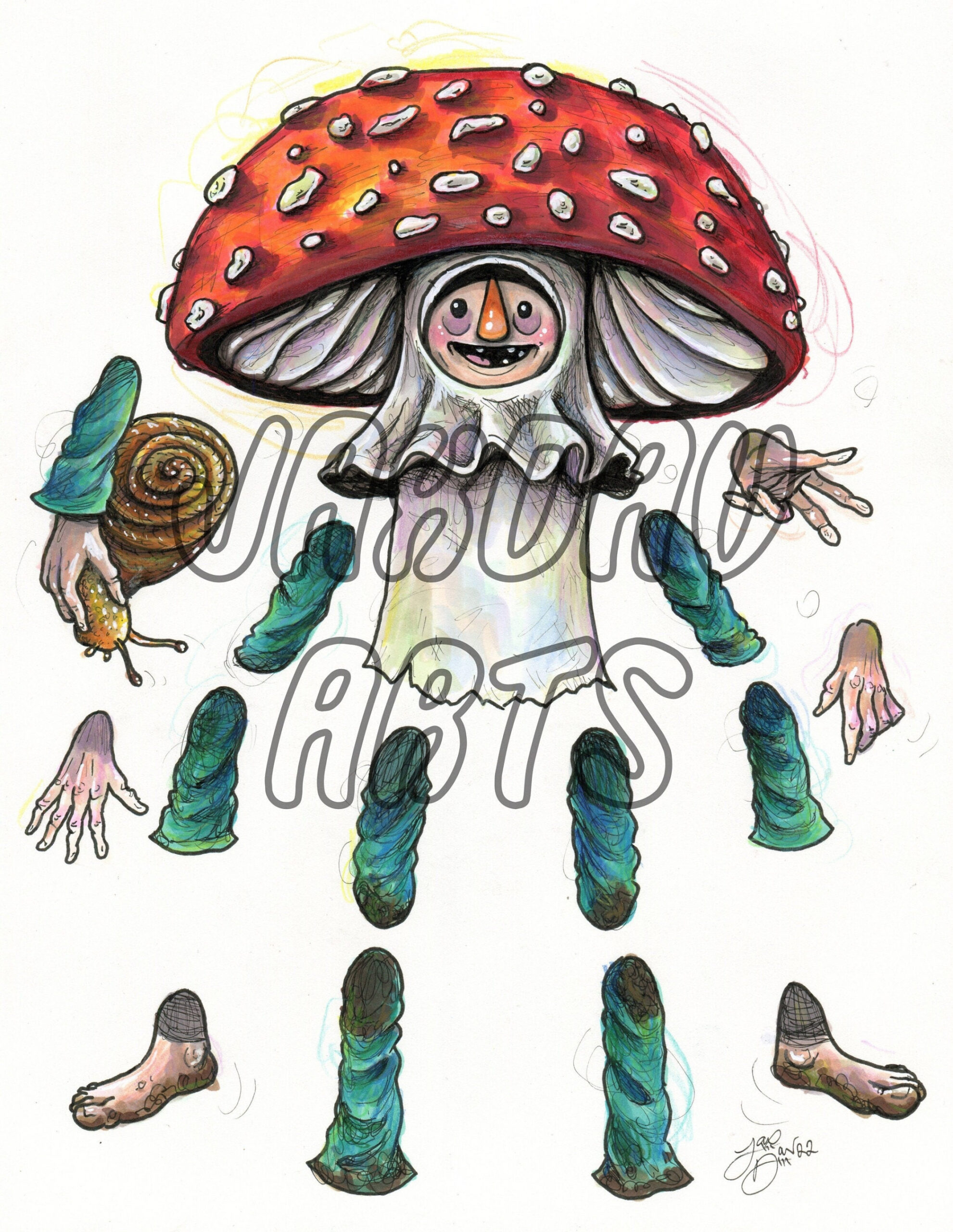 Mushroom Man Paper Cutout (ORIGINAL ARTWORK) – jaxdavarts