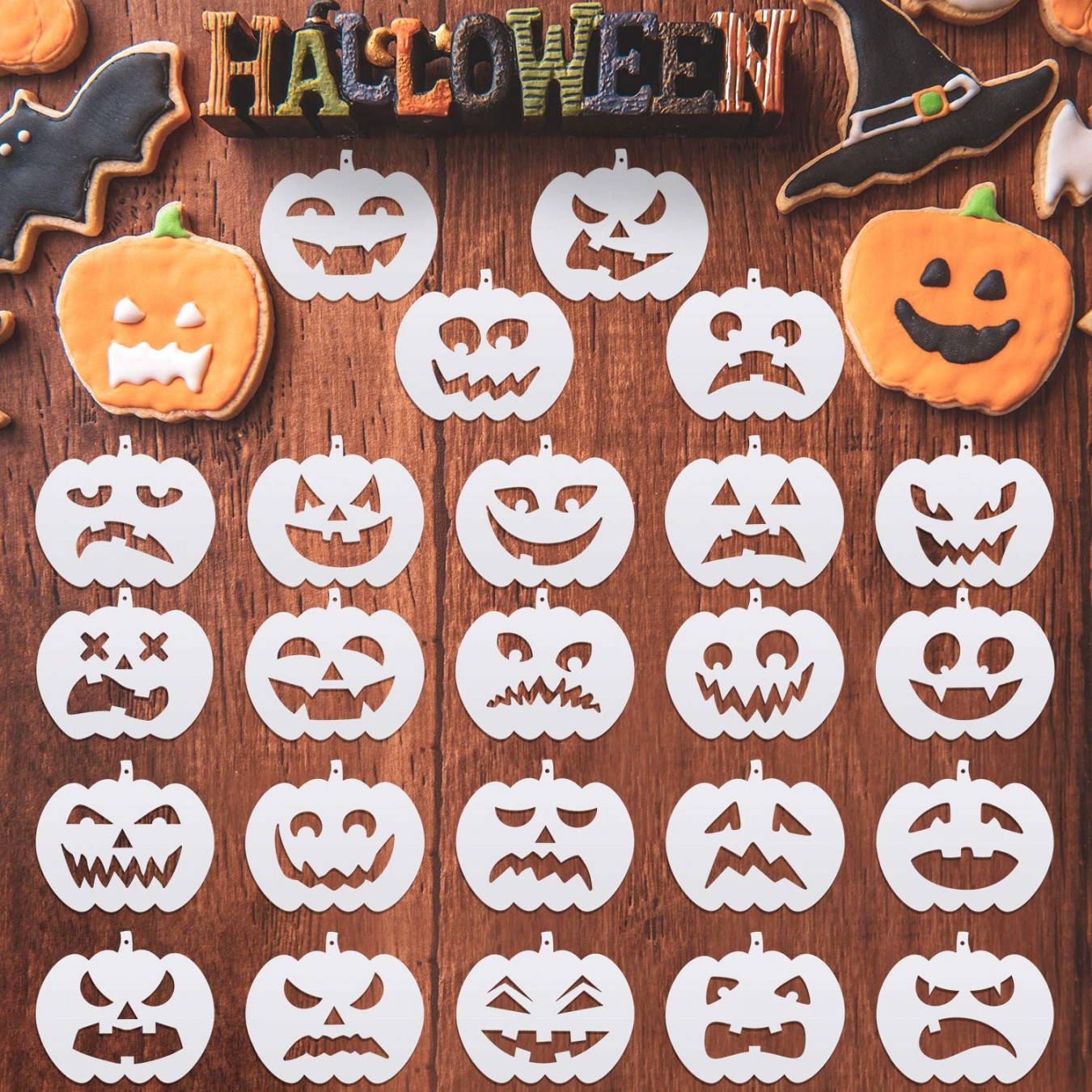 Pack of  Halloween Faces Stencils Plastic Pumpkin Drawing Templates  Pumpkin Pattern Stencils Reusable Face Art Stencils for Pumpkin Carving DIY