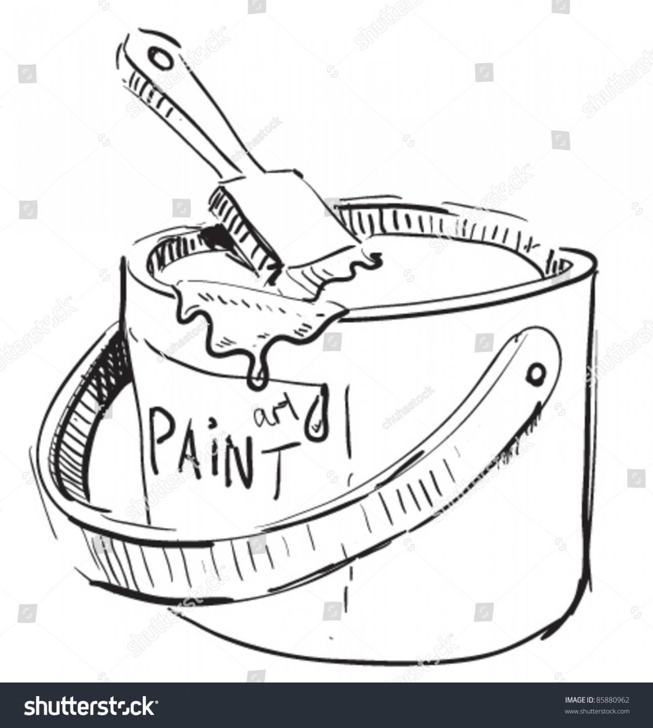 Paint Bucket Brush Hand Drawing Cartoon: Stock-Vektorgrafik