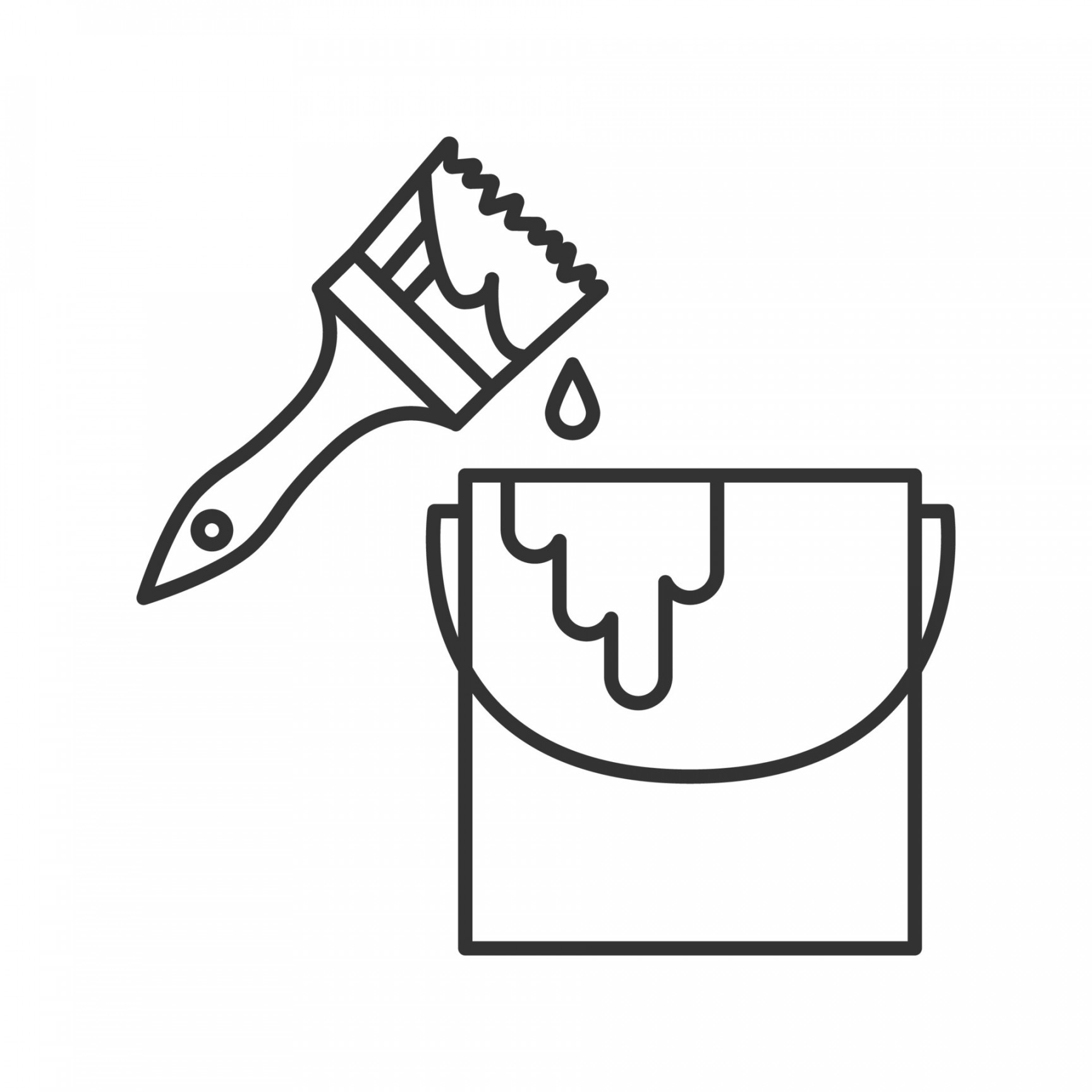 Paint bucket with brush linear icon