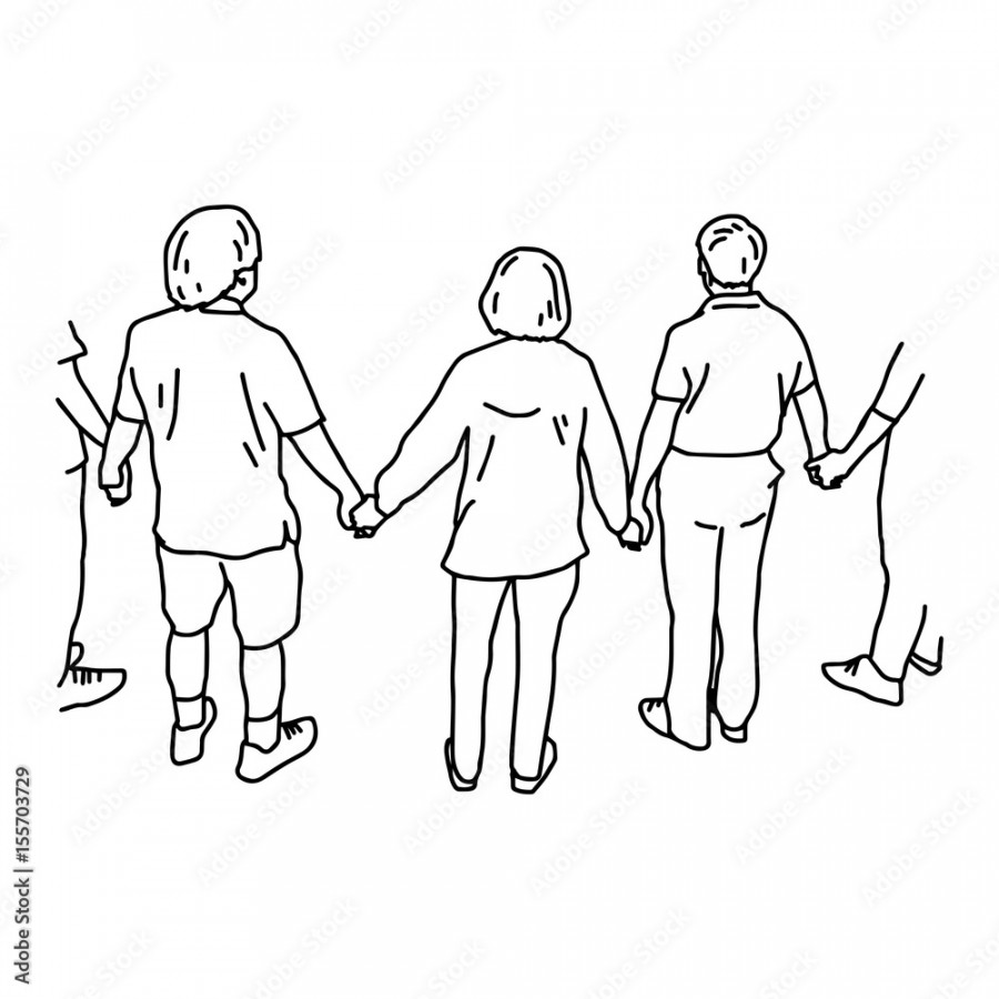 people holding hands - vector illustration sketch hand drawn with