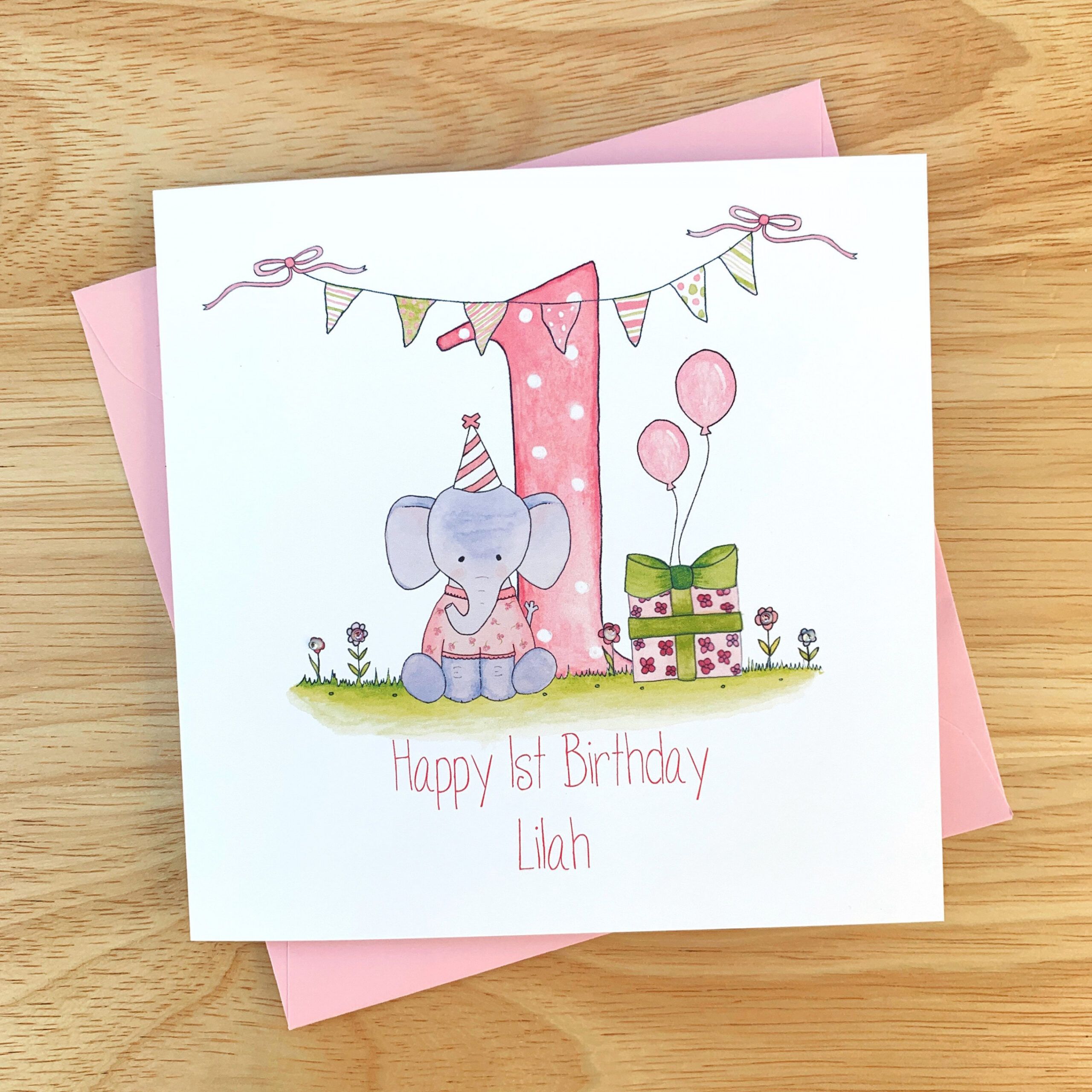 Personalised Girls First Birthday Card - Personalised st Birthday Card for  a girl - Girls st Birthday Cards