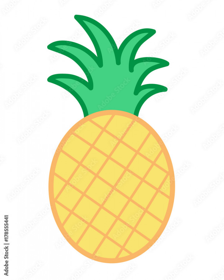 Pineapple vector cartoon illustration drawing icon, isolated on