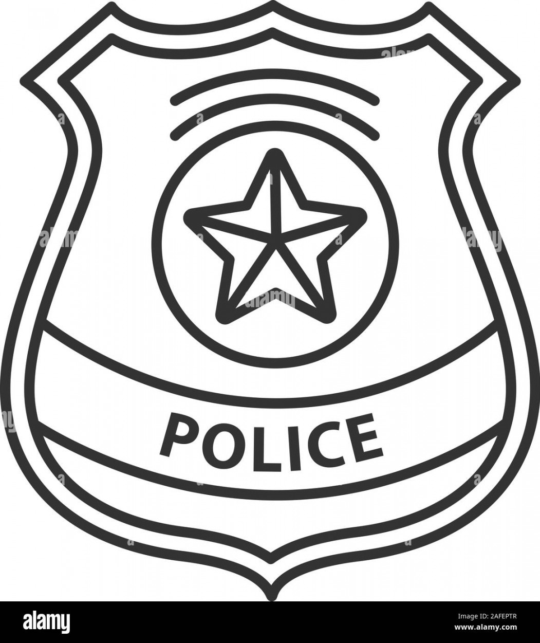 Police detective badge linear icon. Enforcement supply