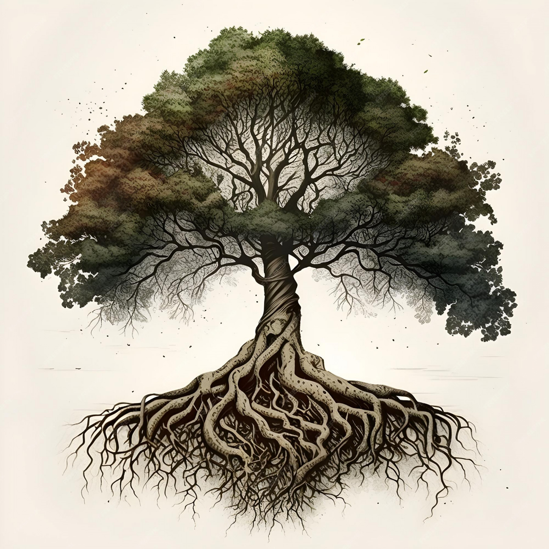 Premium Photo  A drawing of a tree with the roots showing the