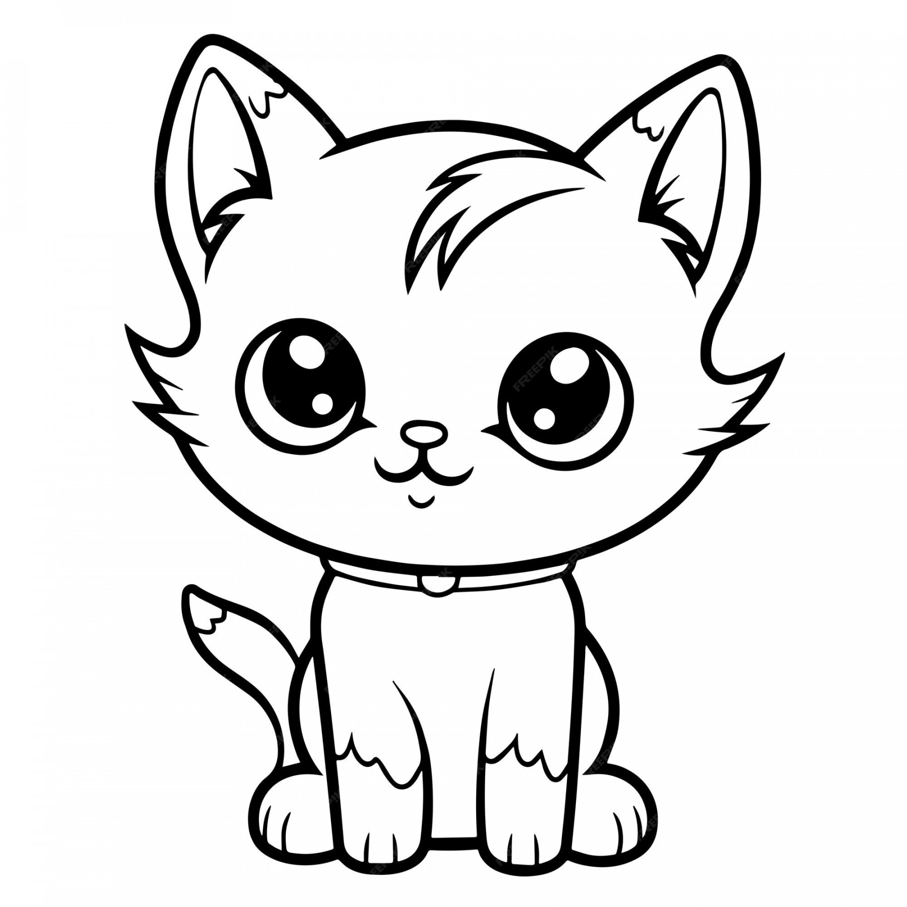 Premium Vector  A black and white drawing of a kitten with the