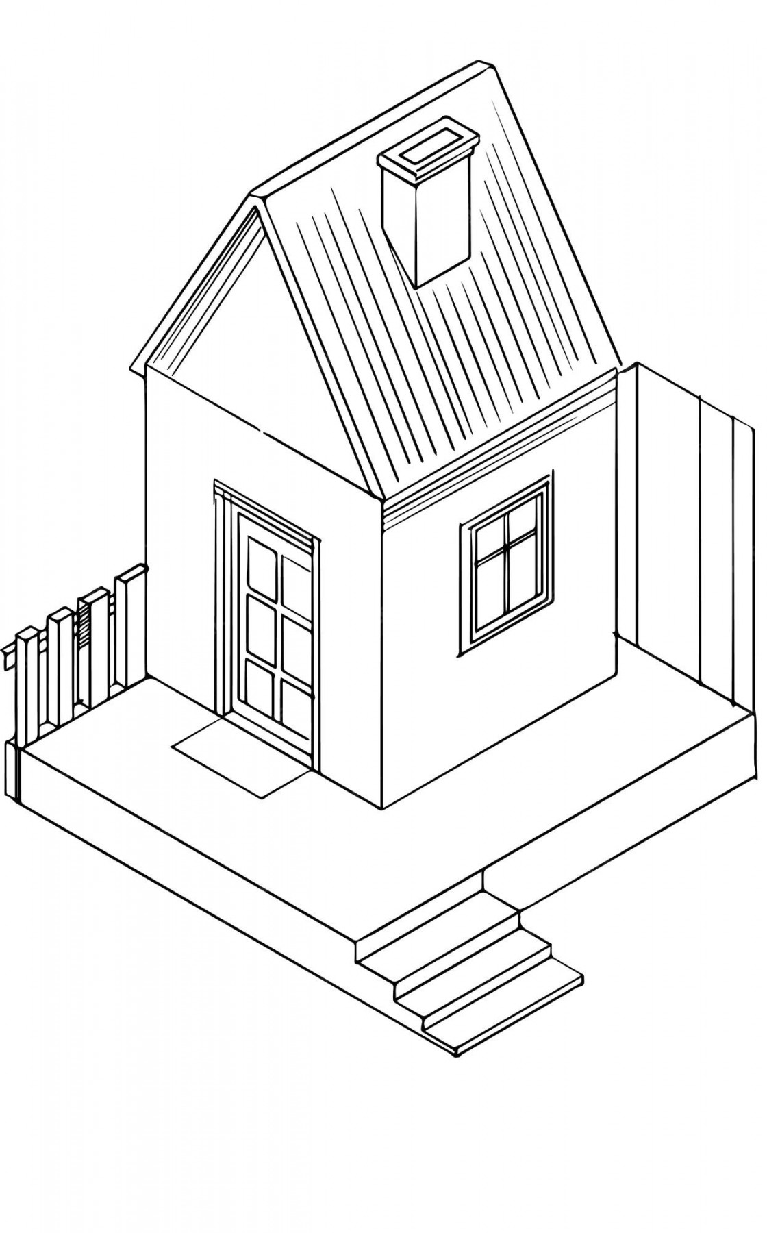 Premium Vector  House sketch isometric drawing of a onestory