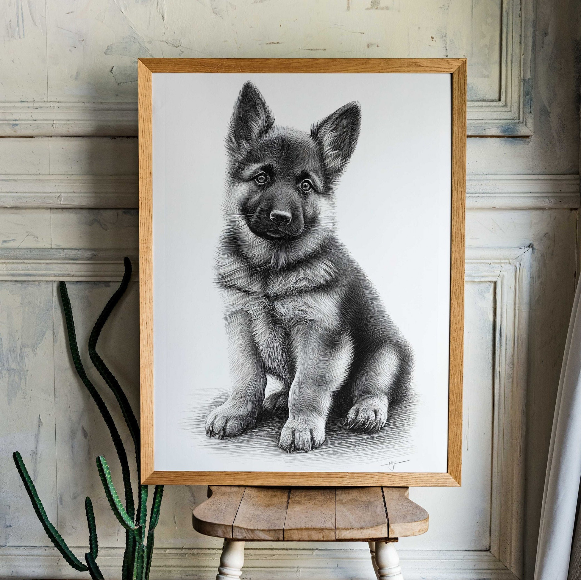 Puppy Perfection: an Adorable German Shepherd Puppy Sketch - Etsy