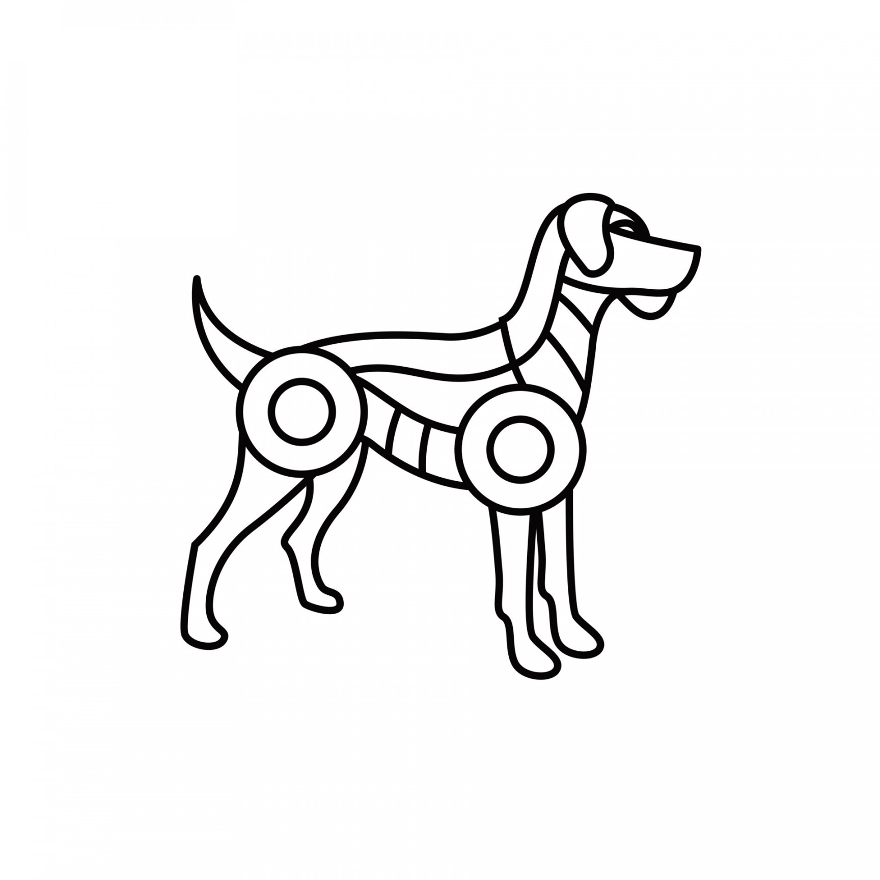 robo dog robotic line art futuristischer tierlogovektor