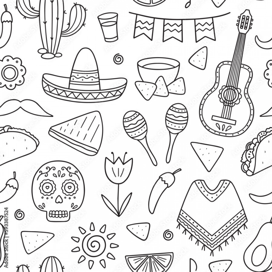 Seamless pattern of Mexico doodle