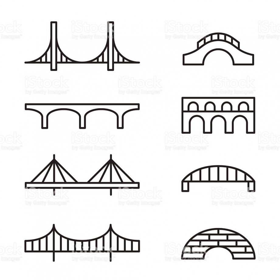 Set of simple bridge line icons