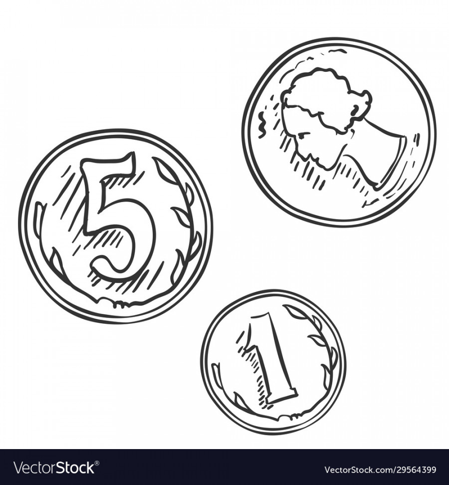 Set sketch coins Royalty Free Vector Image - VectorStock