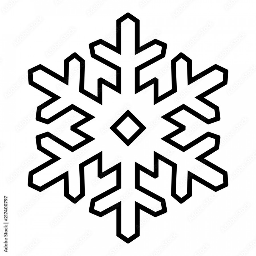 Simple, flat snowflake line art icon