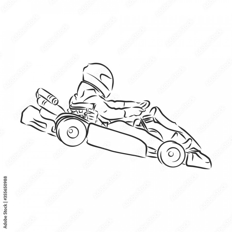 Sketch of karting, sport and active lifestyle