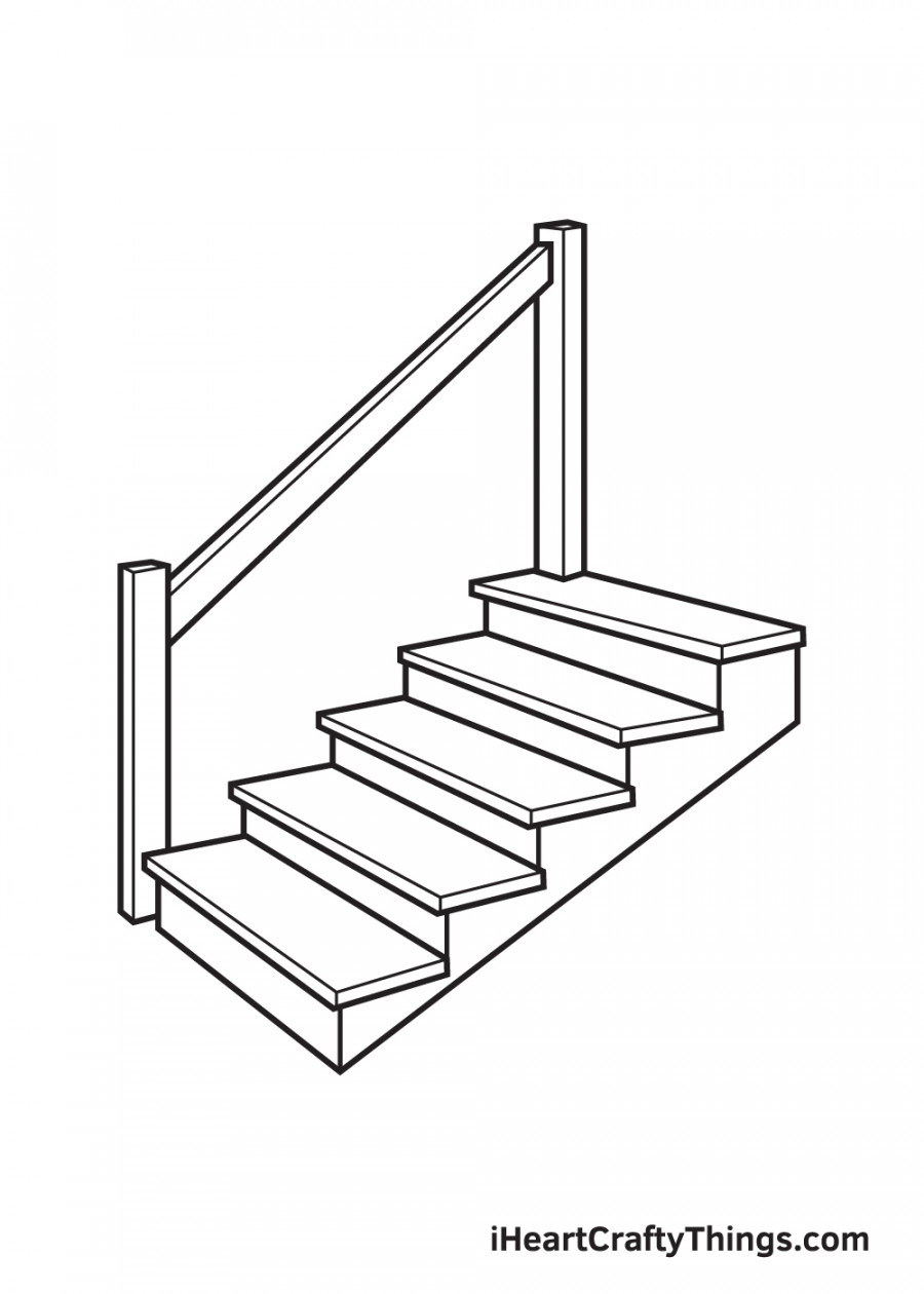 Stairs Drawing - How To Draw Stairs Step By Step