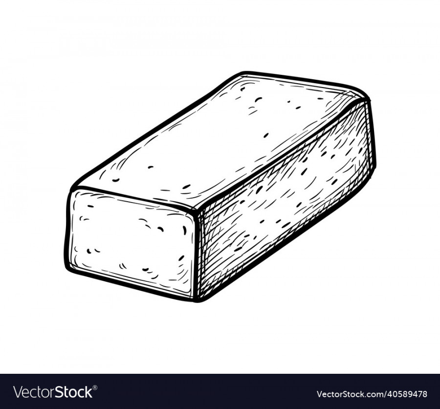 Stone block or brick ink sketch Royalty Free Vector Image