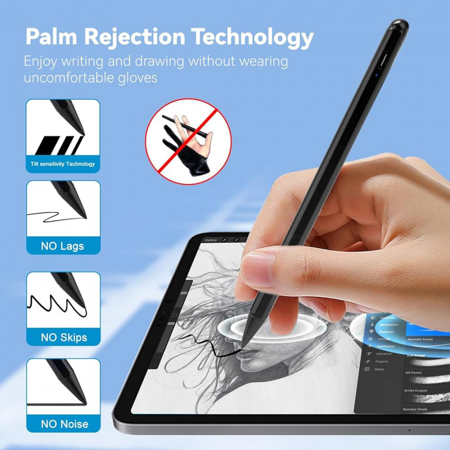 Stylus Pen for iPad Pencil th/th Generation . inch, Palm Rejection  .mm Interchangeable Fine Tip, Compatible with Apple Pencil for iPad Pen