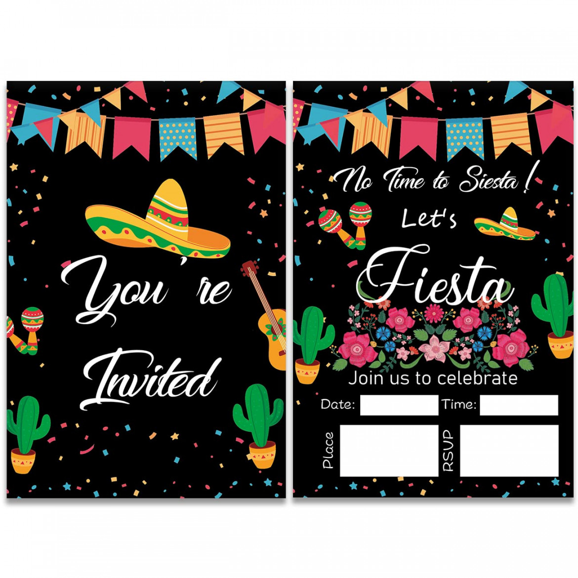 Succulent Fiesta Birthday Party Invitations Fill In Set With