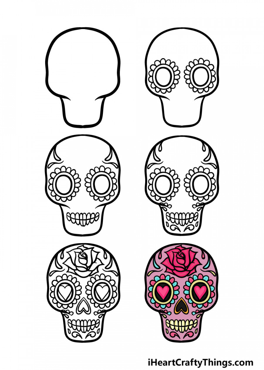 Sugar Skull Drawing - How To Draw A Sugar Skull Step By Step