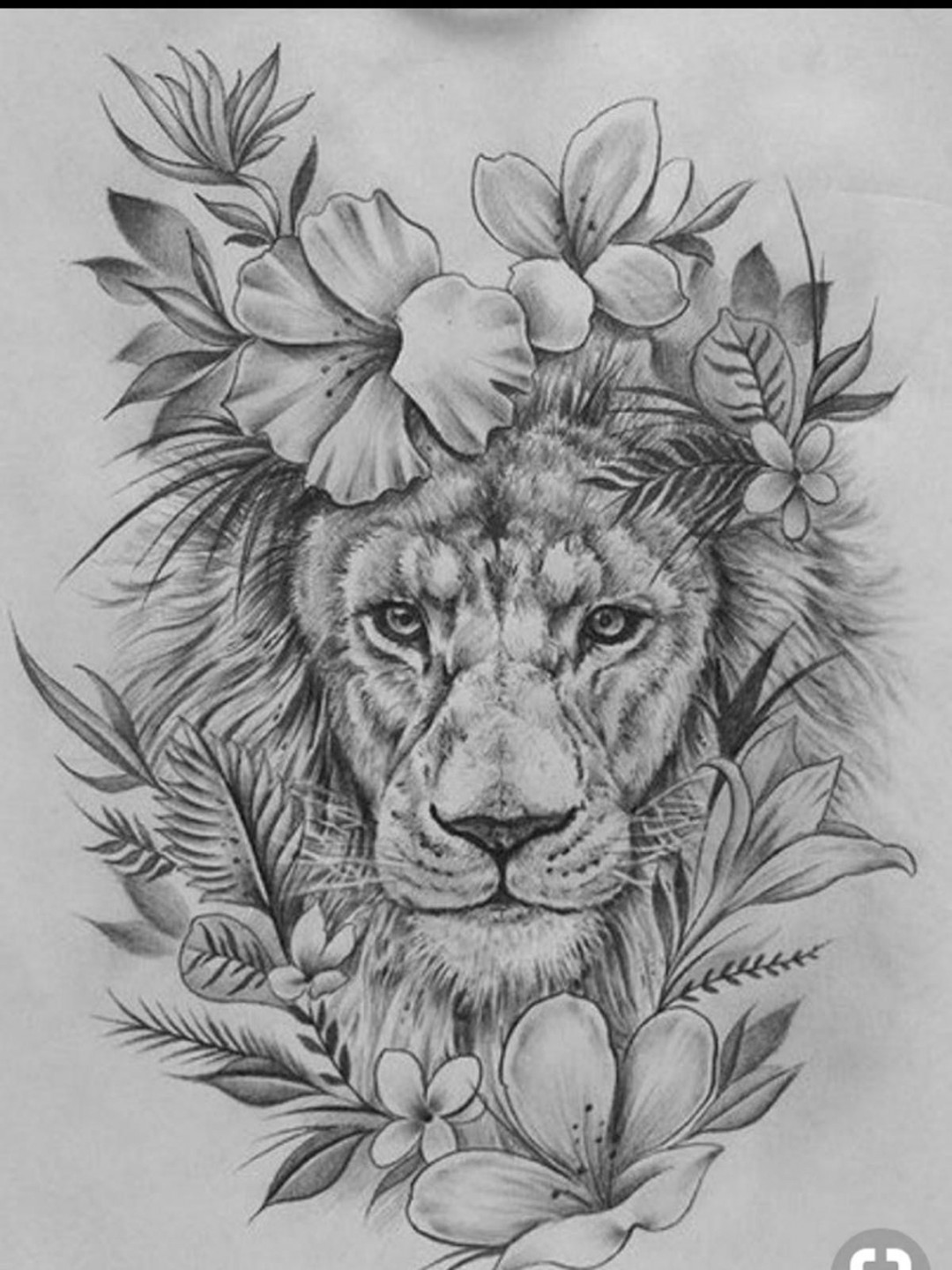 Tattoo uploaded by emma b  King of the jungle lion floral tattoo