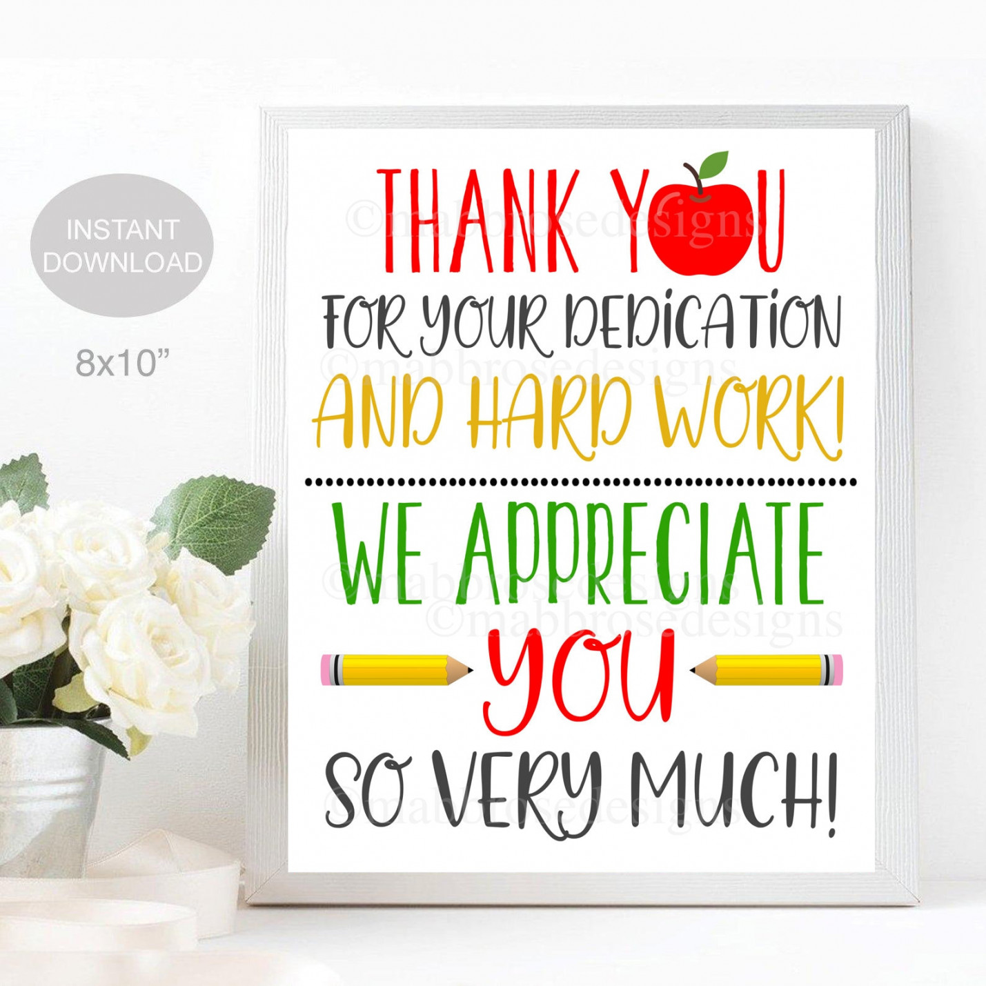 Teacher Appreciation Week Sign Thank You for Your Dedication - Etsy