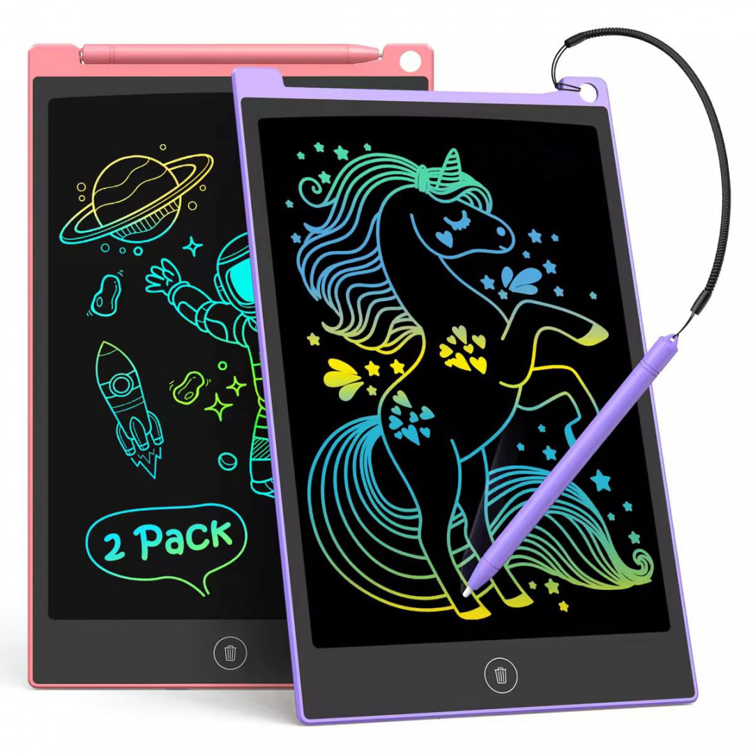 TECJOE -Pack LCD Writing Tablet,  Inch Colourful Doodle Board for Kids,  Electronic Drawing Tablet Drawing Pads, Gifts for - Year Olds (Pink and